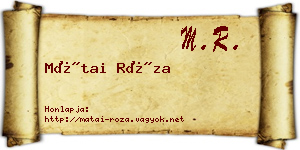 Mátai Róza névjegykártya